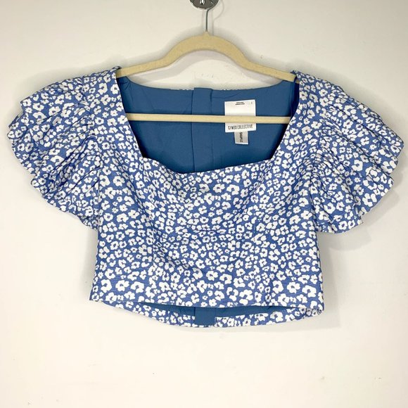 C/MEO COLLECTIVE Heart Of Me Blue Abstract Floral‎ Top Sz S - Picture 3 of 10